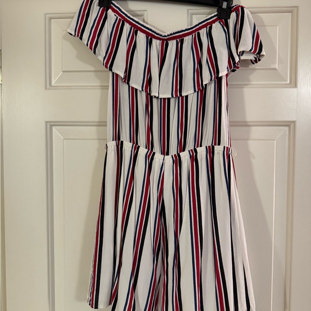Express Red and White Striped Romper